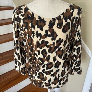 NWT Lucky Brand Leopard Print Sweater Wool/Cashmere Size M Animal Print Classic